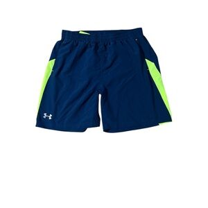 Under Armour Men's Navy and Neon Green Shorts
